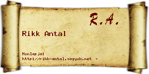 Rikk Antal névjegykártya